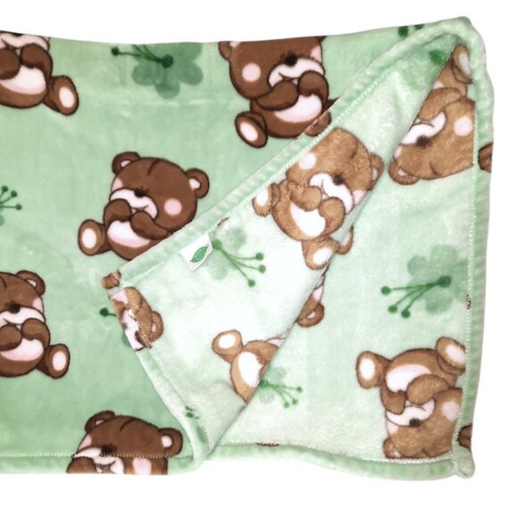 Binks & Books Brown Bear Green Security Lovey Blanket 37" X 29" - Picture 3 of 4